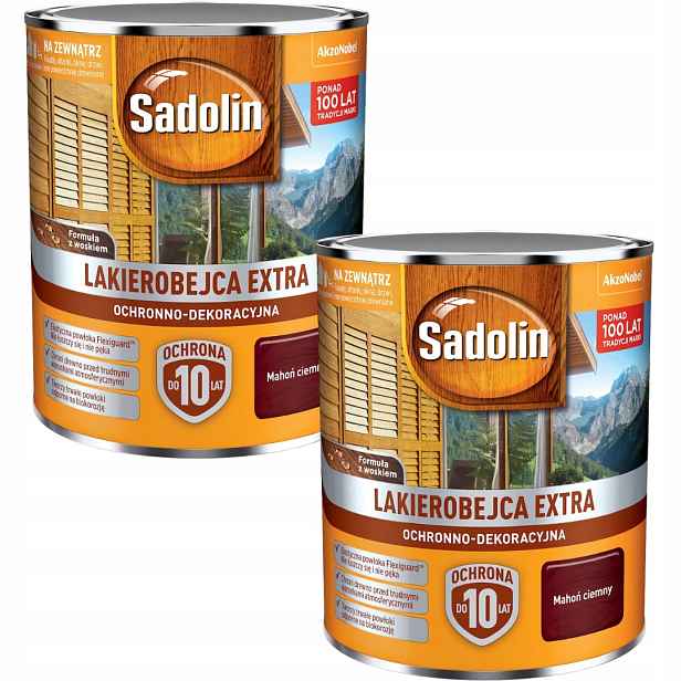 Set Sadolin Extra 2x0,75L Lakobec Na Dřevo Tmavý Mahagon 1,5L