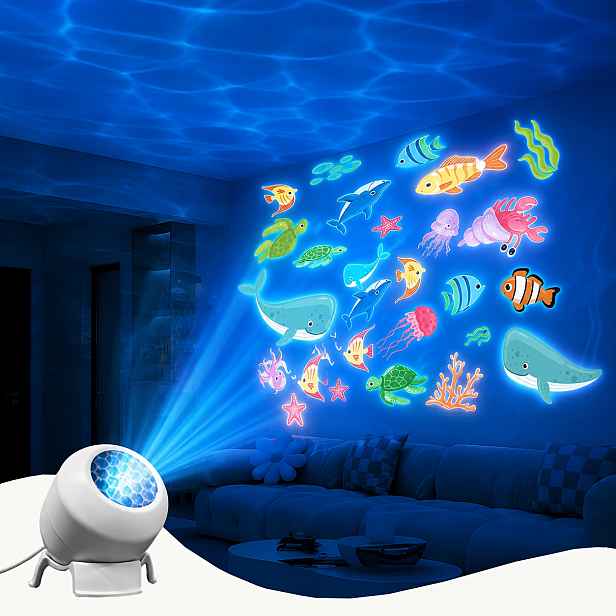 TEMU 1ks LED projekční světlo s hvězdné oblohy a oceánu a dynamické projekční noční světlo, otočné stupňů, ambientní světlo ve stylu USB, vhodné do