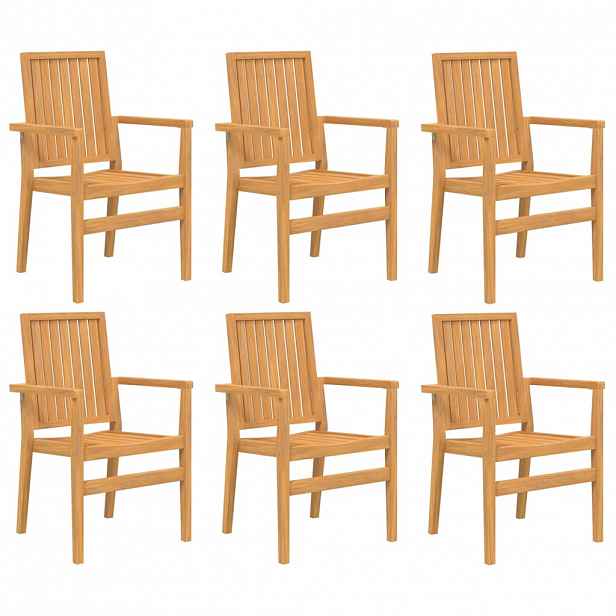 vidaXL Stohovatelné zahradní židle 6 ks 56,5x57,5x91 cm masivní teak