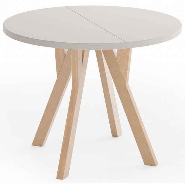 WFL GROUP ESSTISCH Avero runder ausziehbarer, Kiefer weiß 80-160/80/77 cm