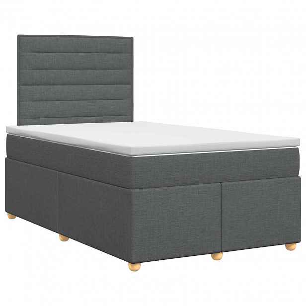 vidaXL Postel boxspring s matrací Tmavě šedá 120 x 190 cm Textil