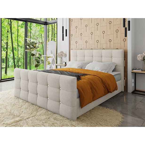 Americká manželská postel 180x200 TORNIO - béžová + topper ZDARMA