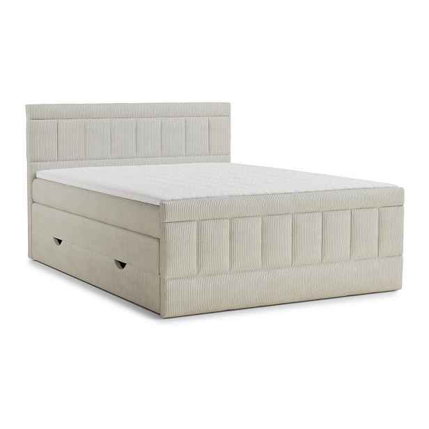 Béžová boxspring postel s úložným prostorem 200x200 cm Caya – Maison de Rêve