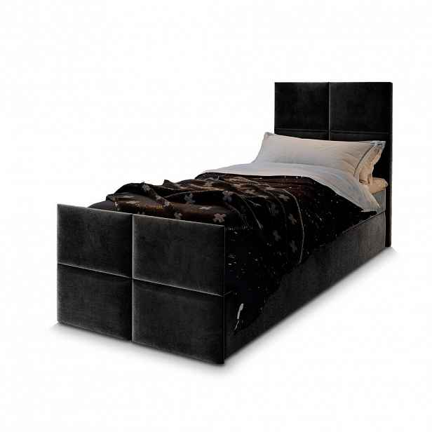 MASSENO AMERICKÁ POSTEL ARIEL 90x200 cm, s matrací a úložným prostorem, černá