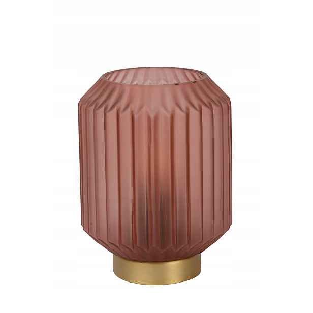 Skleněná stolní lampa růžová zlatá glamour ozdobná do ložnice Lucide