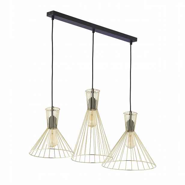 Závěsná lampa Sahara Černá Zlatá Kovová Stínidla 3xE27 Moderní Stropní