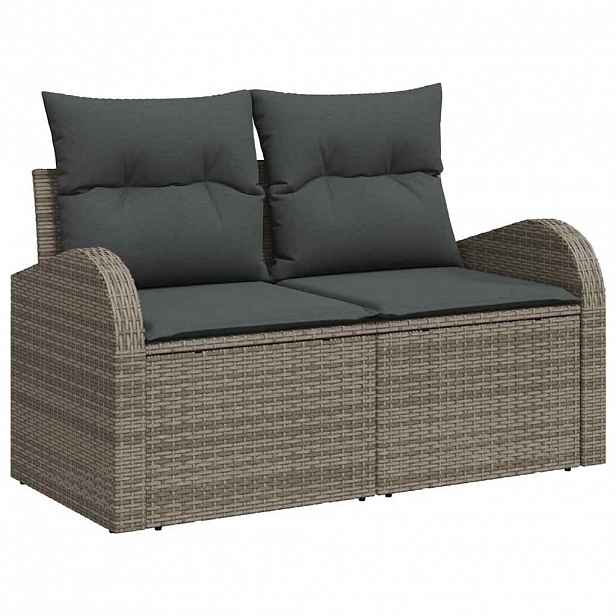 vidaXL Zahradní sofa s polštářem Šedá 124 x 62 x 69cm polyratan