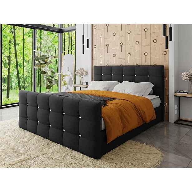 Americká manželská postel 180x200 TORNIO - černá + topper ZDARMA