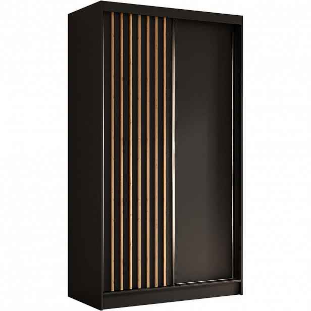 Beautysofa SKŘÍŇ s posuvnými dveřmi Helios 120/216/61 černá + dub Artisan se zásuvkami