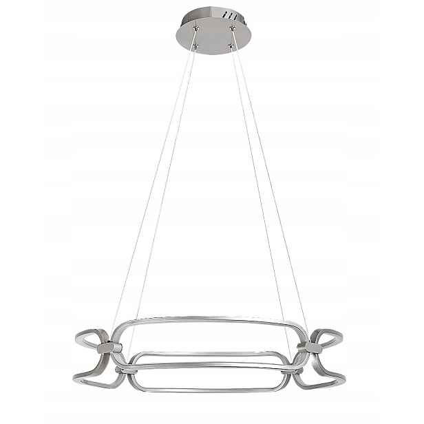 Moderní Led lustr 67W, barva chrom, satén 72010, Fringilla Rabalux
