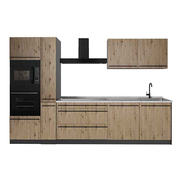 Vicco KUCHYŇSKÝ KOUT R-Line, Řemeslný dub/Antracit, 310 cm pracovná doska Mramor