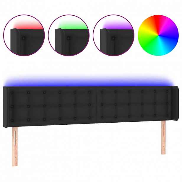 vidaXL Čelo postele s LED černé 163 x 16 x 78/88 cm umělá kůže