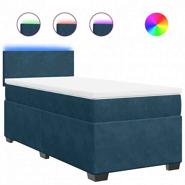 vidaXL Box spring postel s matrací modrá 90 x 190 cm samet