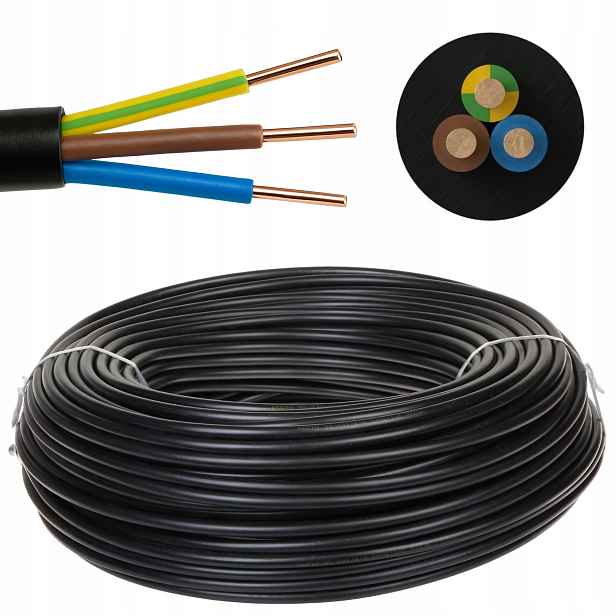 Kabel Yky 3x2,5 0,6/1 kV, vnější zemní vodič, měděný, 25 m