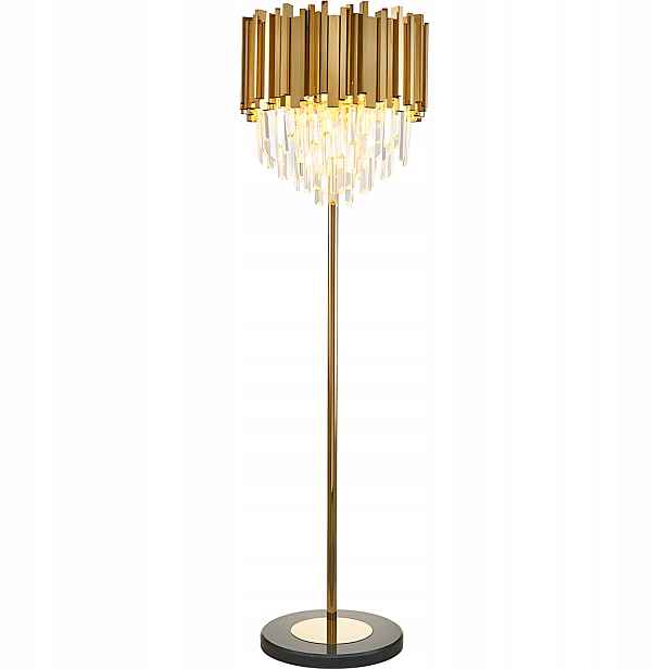 Křišťálová Stojací Lampa Moderní Zlatá Glamour 3xE14