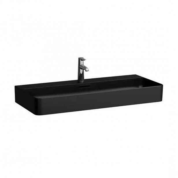 Laufen VAL - Umyvadlo, 95x42 cm, s přepadem, otvor pro baterii, matná černá H8102877161041