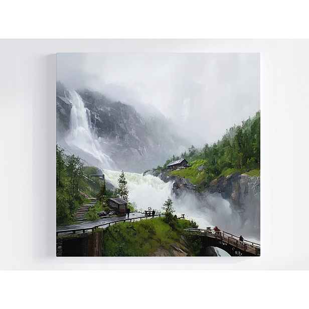 Obraz Na Plátně Canvas Skandinávie Norsko Hory Vodopád Pohled 50x50