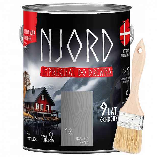 Sada Njord Ochranná Impregnace Na Dřevo 5 L, Skalnatý Okraj Štětec 50 MM