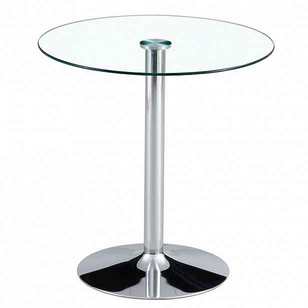 STILVORA BAROVÝ stůl Stříbrný ze skla s moderním minimalistickým designem do kuchyně a jídelny, 85×85×76 cm