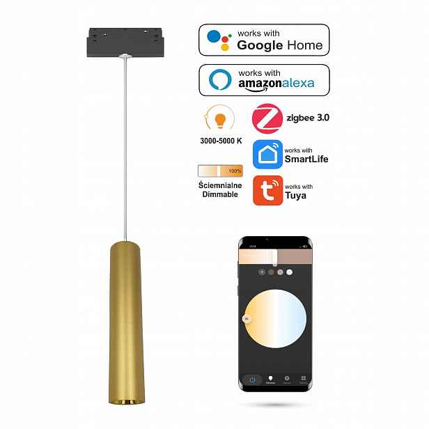 Závěsná Led WiFi lampa Zigbee Tuba Zlatá 10W pro Š