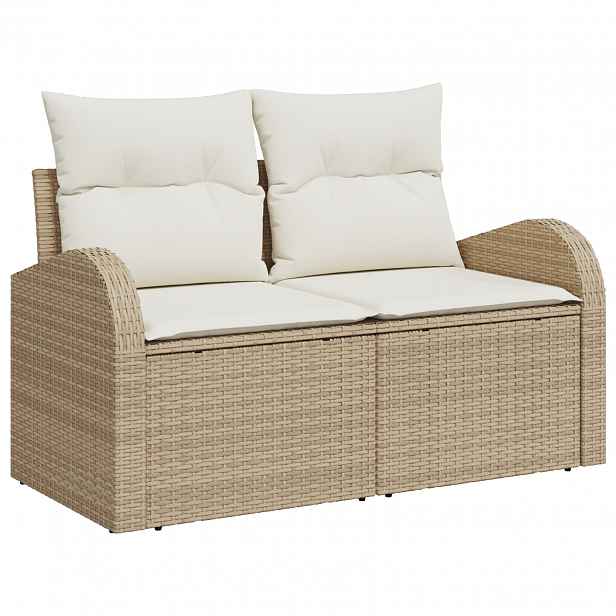 vidaXL Zahradní sofa s polštářem Béžová 124 x 62 x 69cm polyratan
