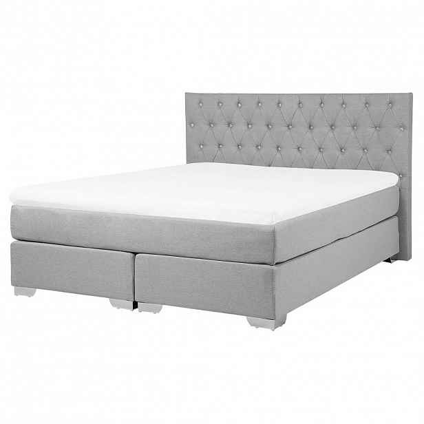 Beliani BOXSPRINGOVÁ POSTEL 160/200 cm Světle šedá Duchess