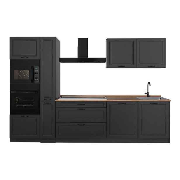 Vicco KUCHYŇSKÝ KOUT R-Line, Antracitový venkovský dům/Antracit, 310 cm pracovná doska Dub Goldkraft