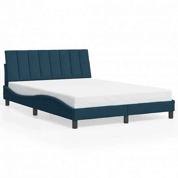 vidaXL Rám postele bez matrace Hanko modrý 140 x 190 cm samet