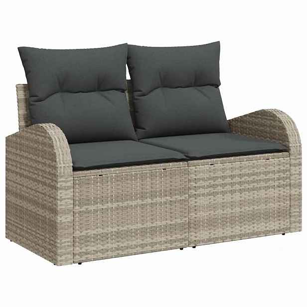 vidaXL Zahradní sofa s polštářem Světle šedá 124 x 62 x 69cm polyratan
