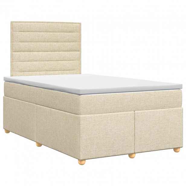 vidaXL Postel boxspring s matrací s čelo Krémová 120 x 190 cm Textil