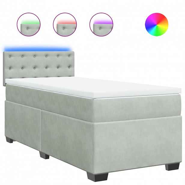 vidaXL Box spring postel s matrací světle šedá 90x190 cm samet
