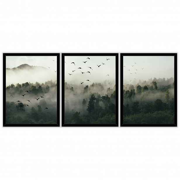 Obrazy Triptych Les V Mlze 3 Obrázky V Rámu Ložnice Obývací Pokoj Velký