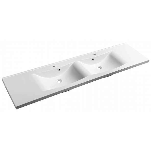 Sapho Lucia - Dvojumyvadlo 180x48 cm, se 2 otvory pro baterie, bílá 50184