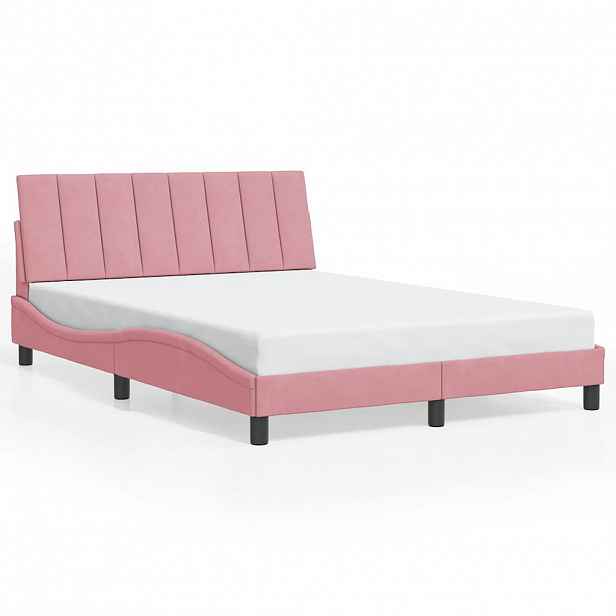vidaXL Rám postele bez matrace Hanko růžový 140x190 cm samet
