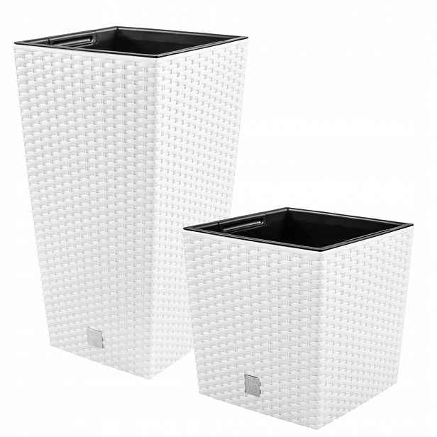 2 x ratanové květináče bílé vložky – 26 cm a 61 cm