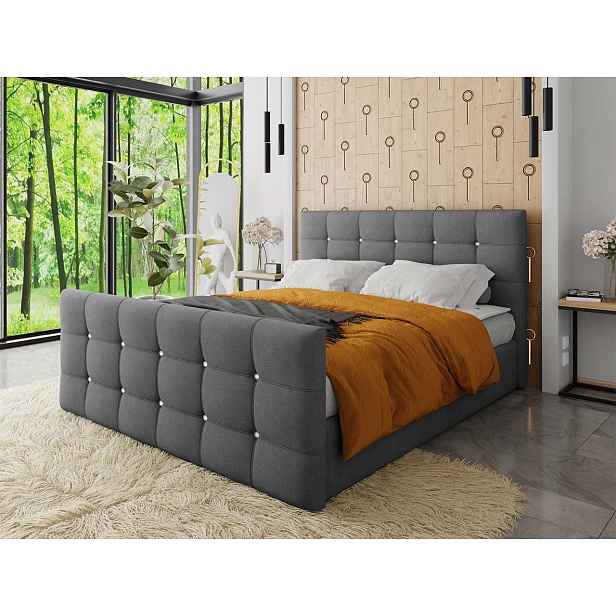 Americká manželská postel 180x200 TORNIO - šedá + topper ZDARMA