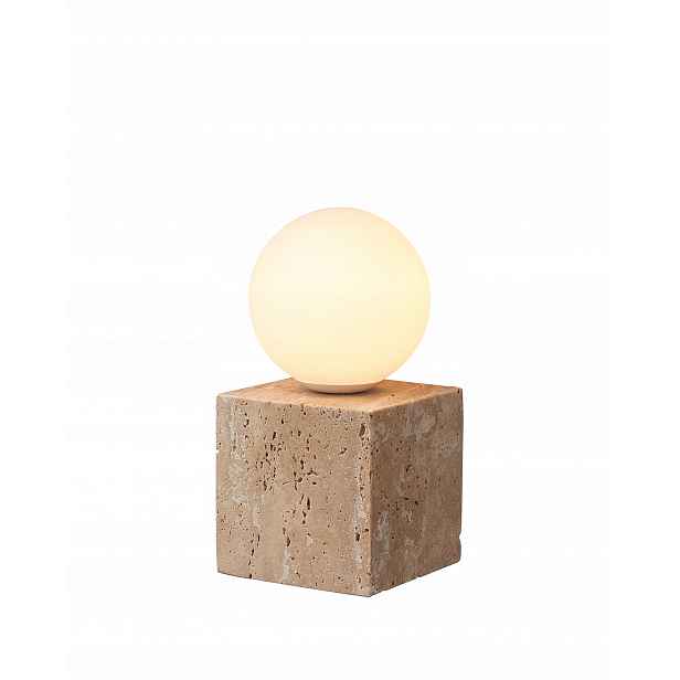 Travertino – stolní lampa 15 cm kulovitá, minimalistická, béžová