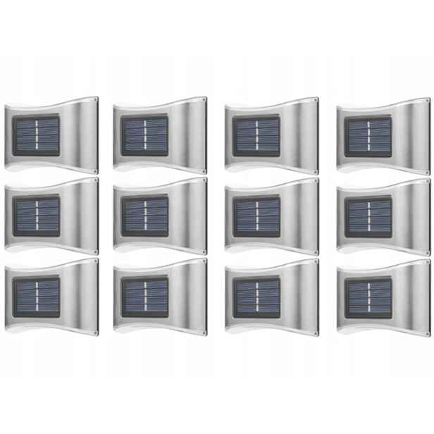 12 x Kovová Led Lampa Ozdobné Solární Nástěnné Svítidlo Venkovní Soumrakový Senzor