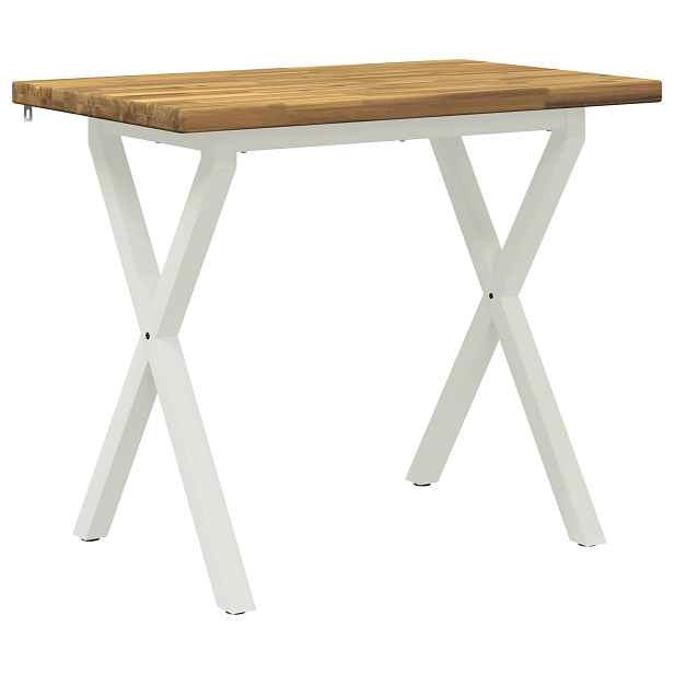 vidaXL 90 x 55 x 75 cm Masivní akátové dřevo Bílá Obdélníkový