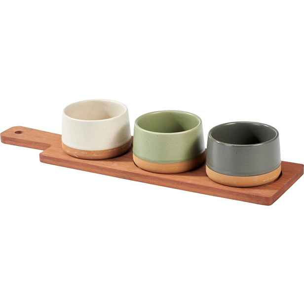 EXCELLENT HOUSEWARE Sada misek na pochutiny servírovací s prkénkem 3 ks KO-210001110