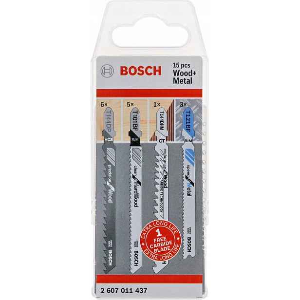 Sada pilových listů na dřevo a kov pro přímočarou pilu Wood/Metal 15 kusů B