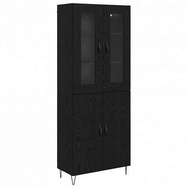vidaXL Vysoký bufet Bílý a černý dub 69,5 x 34 x 180 cm