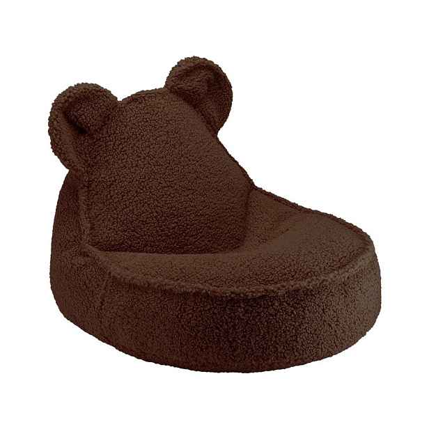 Tmavě hnědý dětský sedací vak z textilie bouclé Warm Hazel – Wigiwama