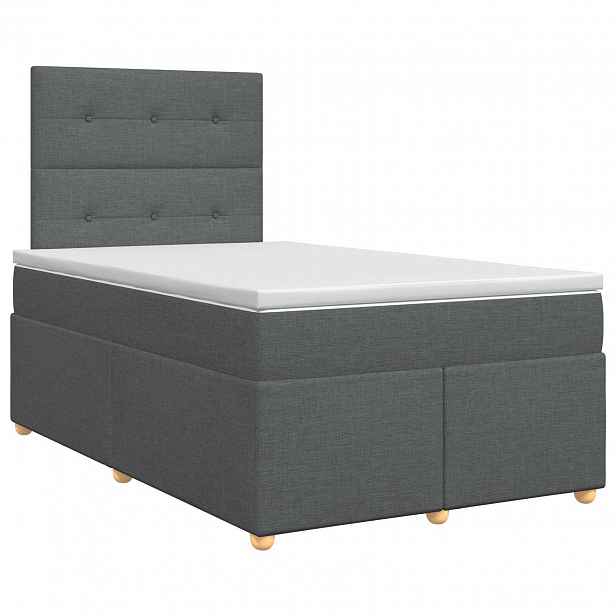 vidaXL Postel boxspring s matrací Tmavě šedá 120 x 190 cm Textil