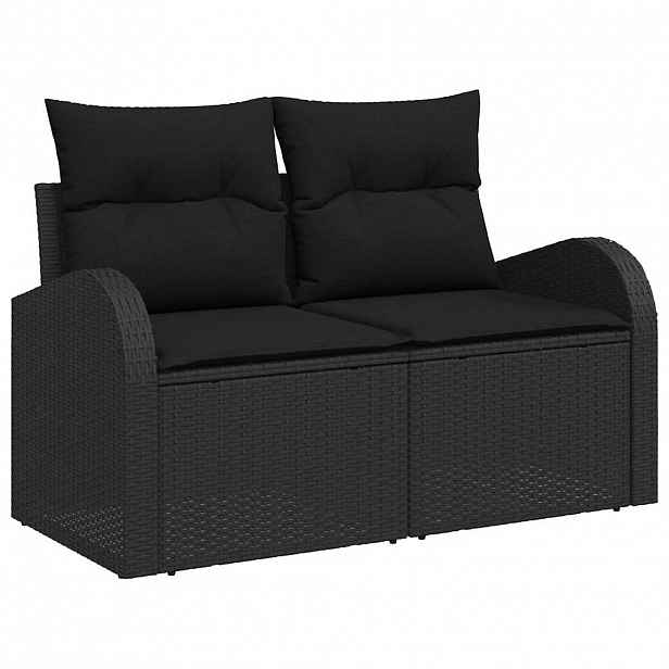 vidaXL Zahradní sofa s polštářem Černá 124 x 62 x 69cm polyratan