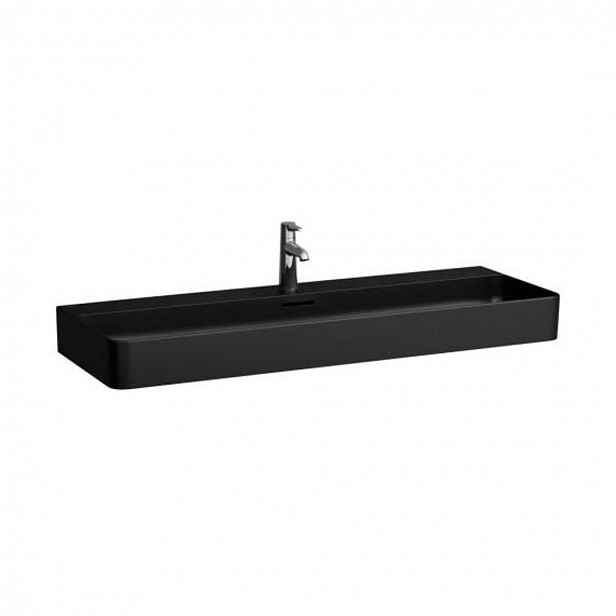 Laufen VAL - Umyvadlo, 120x42 cm, s přepadem, otvor pro baterii, matná černá H8102897161041