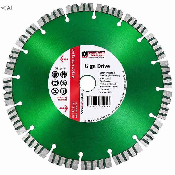 Diamantový Kotouč Giga Drive 230/12/22,23 mm Segmenty Turbo železobeton