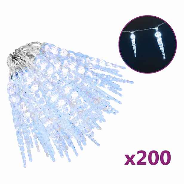 vidaXL Vánoční rampouchové světlo 200 LED diod studená bílá 20 m akryl PVC