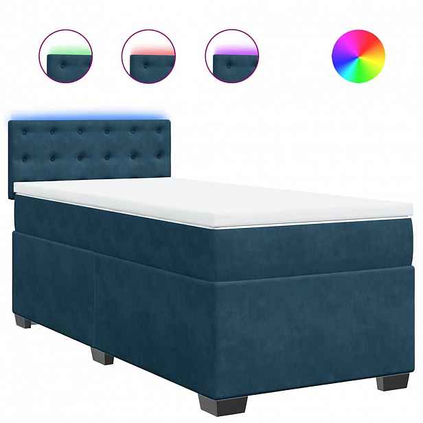 vidaXL Box spring postel s matrací modrá 90 x 190 cm samet