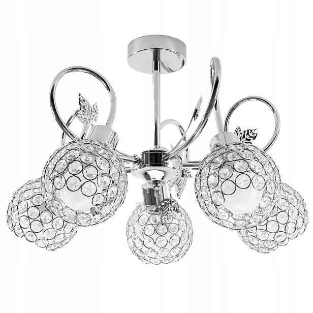 Elegantní Stropní Svítidlo Křišťálová Glamour Chrom 5xE27 do obývacího pokoje Toolight